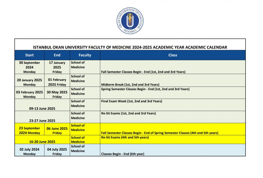 Academic Calendar